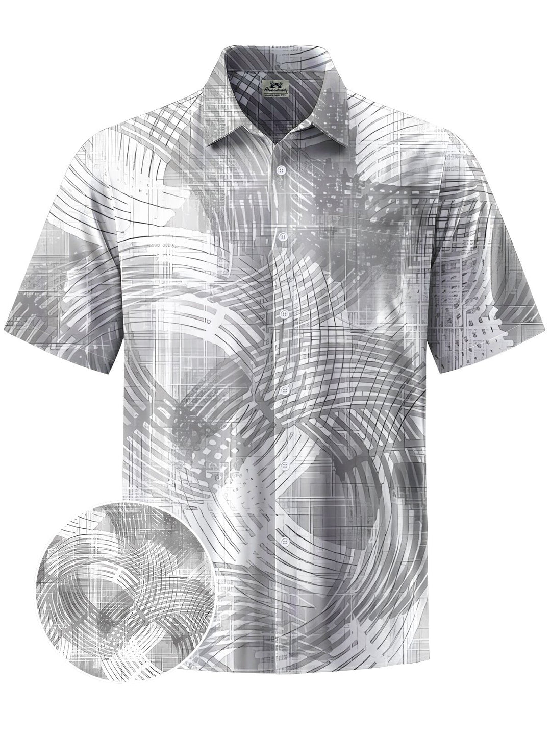 Alohadaddy® Casual Geometric Pattern Art Print Chest Pocket Men&