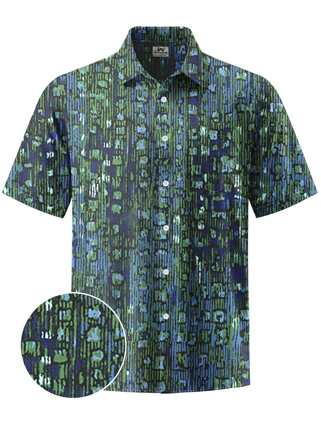 Alohadaddy® Vintage Abstract Texture Art Print Chest Pocket Men Short Sleeve Shirt Big &amp; Tall