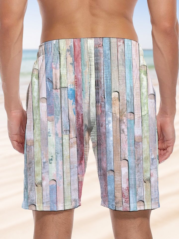 Alohadaddy® Hawaii Stripe Woodgrain Print Art Men&