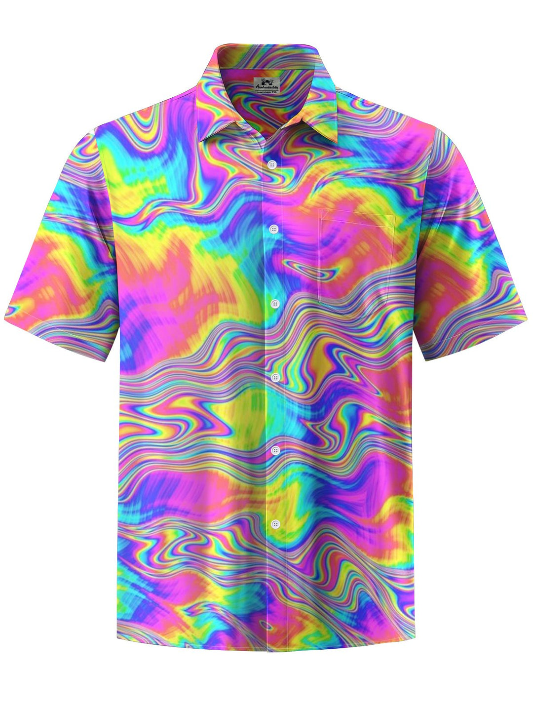 Alohadaddy® Hawaiian Abstract Art Print Moisture Wicking Mens Short Sleeve Shirt Big &amp; Tall