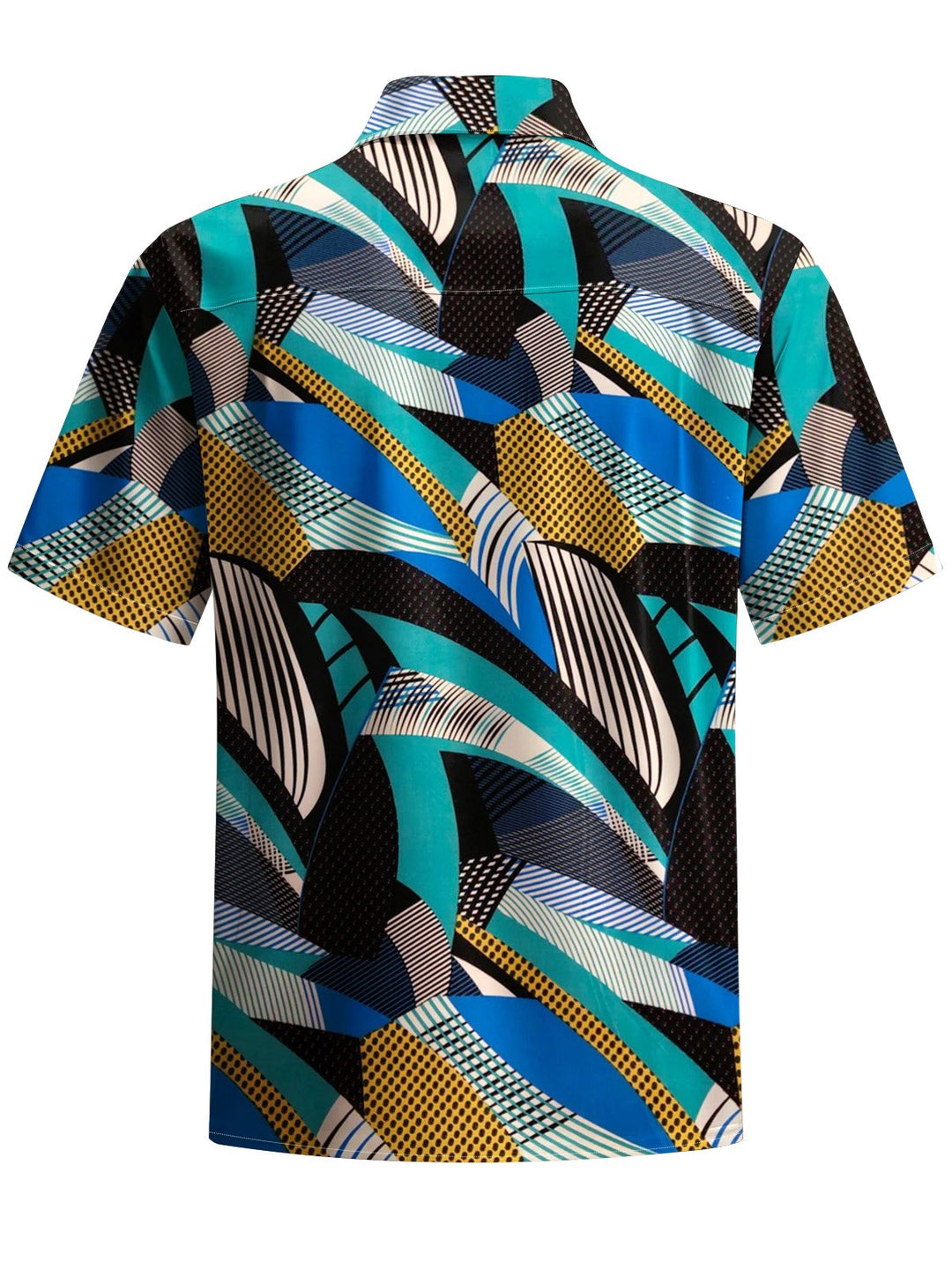 Alohadaddy® Casual Geometric Art Print Chest Pocket Men&