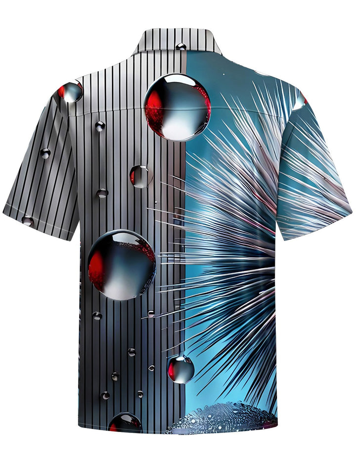 Alohadaddy® Casual Geometric Stripes Art Print Chest Pocket Moisture Wicking Mens Short Sleeve Shirt Big &amp; Tall