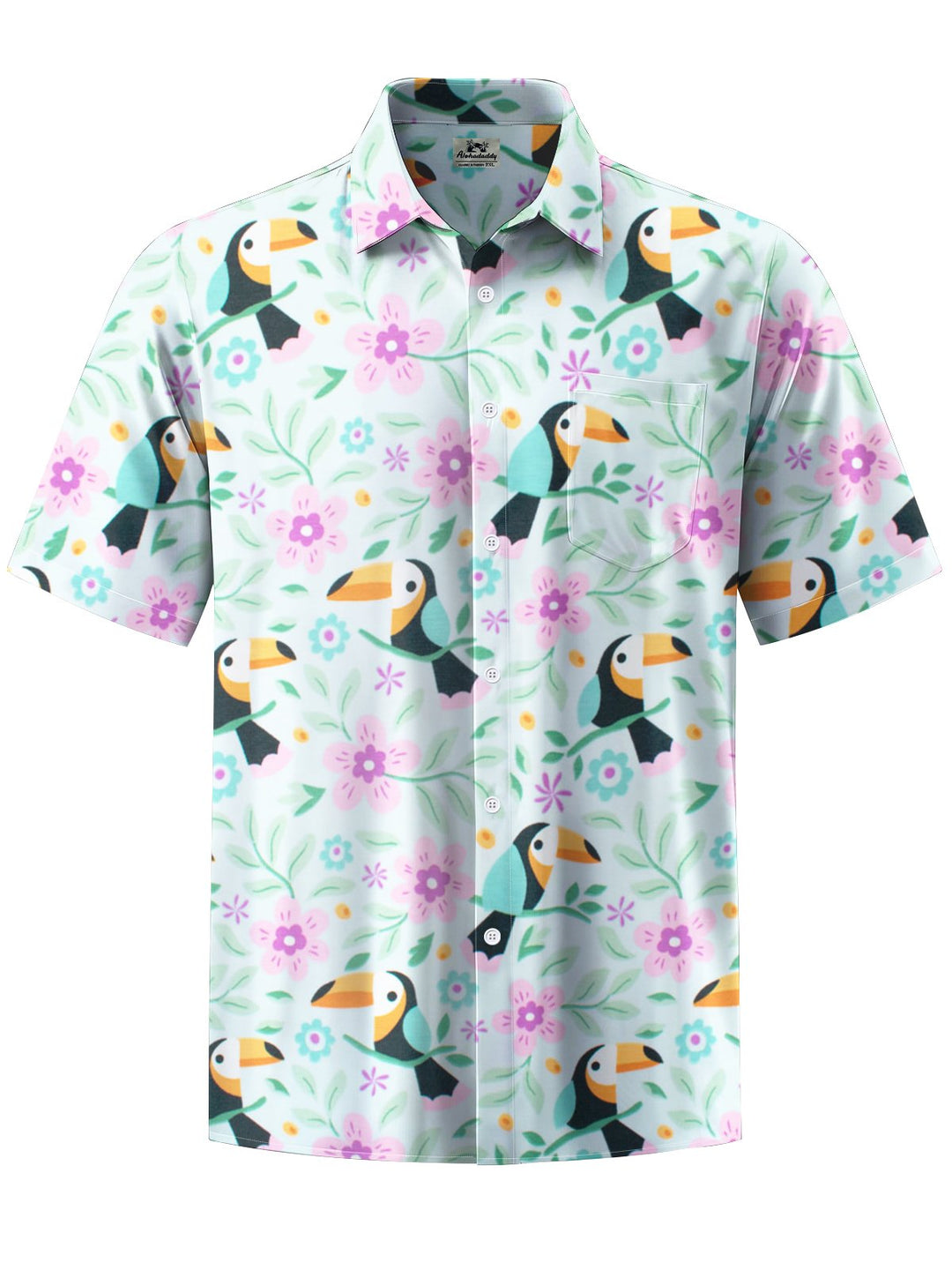 Alohadaddy® Hawaiian Parrot Art Print Chest Pocket Men&