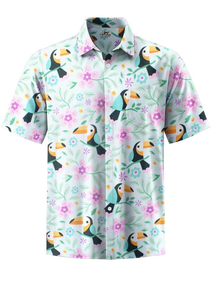 Alohadaddy® Hawaiian Parrot Art Print Chest Pocket Men&
