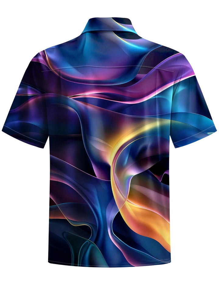 Alohadaddy® Casual Abstract Art Print Chest Pocket Moisture-Wicking Men&
