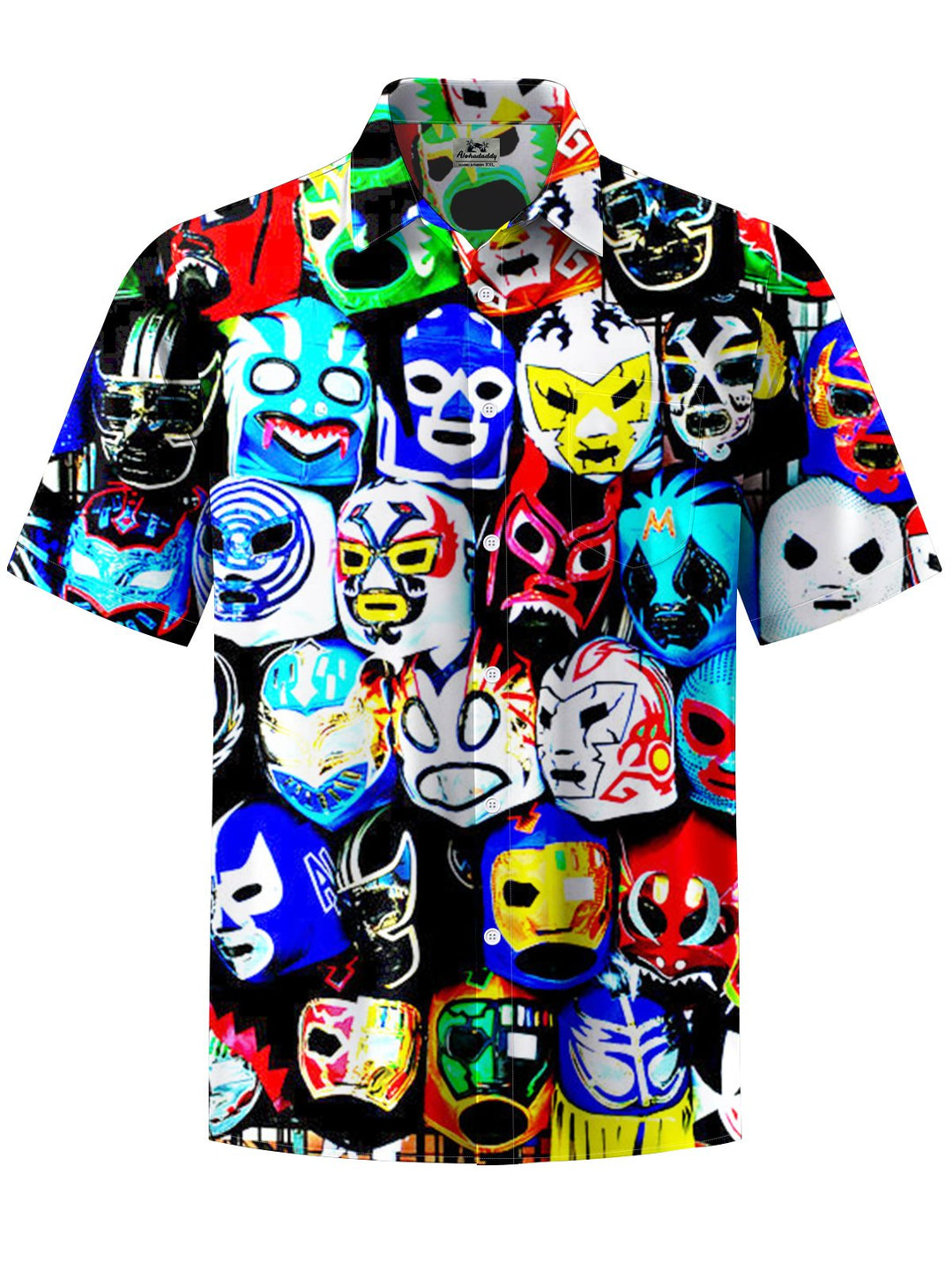 Alohadaddy® Vintage Wrestling Mask with Art Print and Chest Pocket for Men&