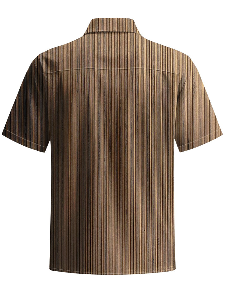 Alohadaddy® Vintage Stripe Art Print Chest Pocket Stretch Men&