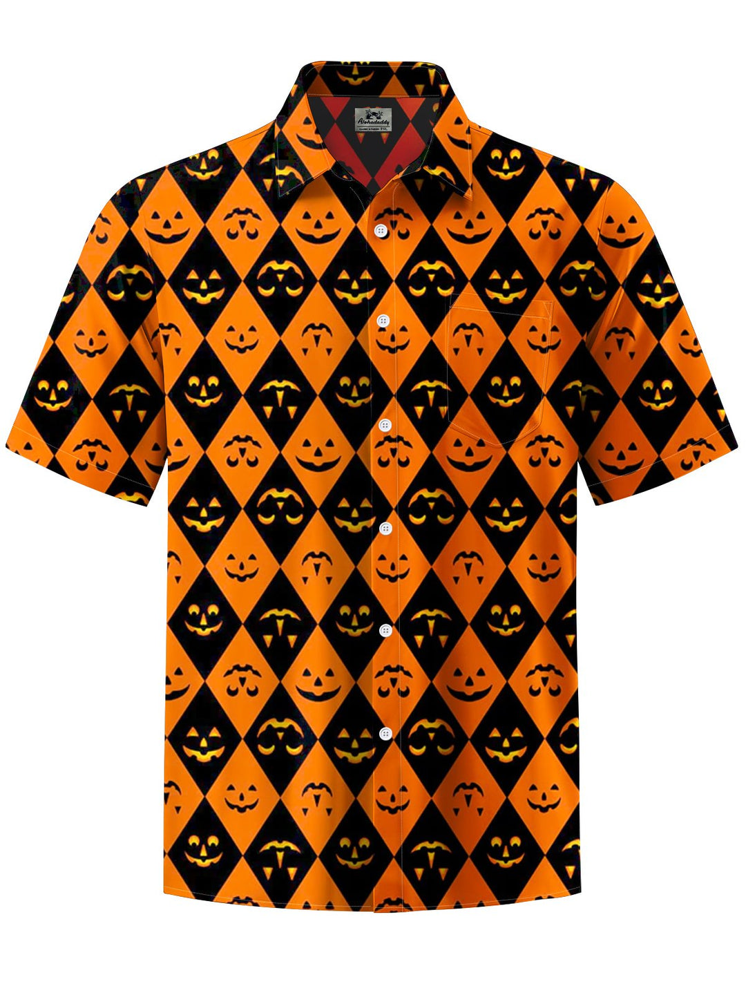 Alohadaddy® Halloween Geometric Pumpkin Art Print Chest Pocket Men&