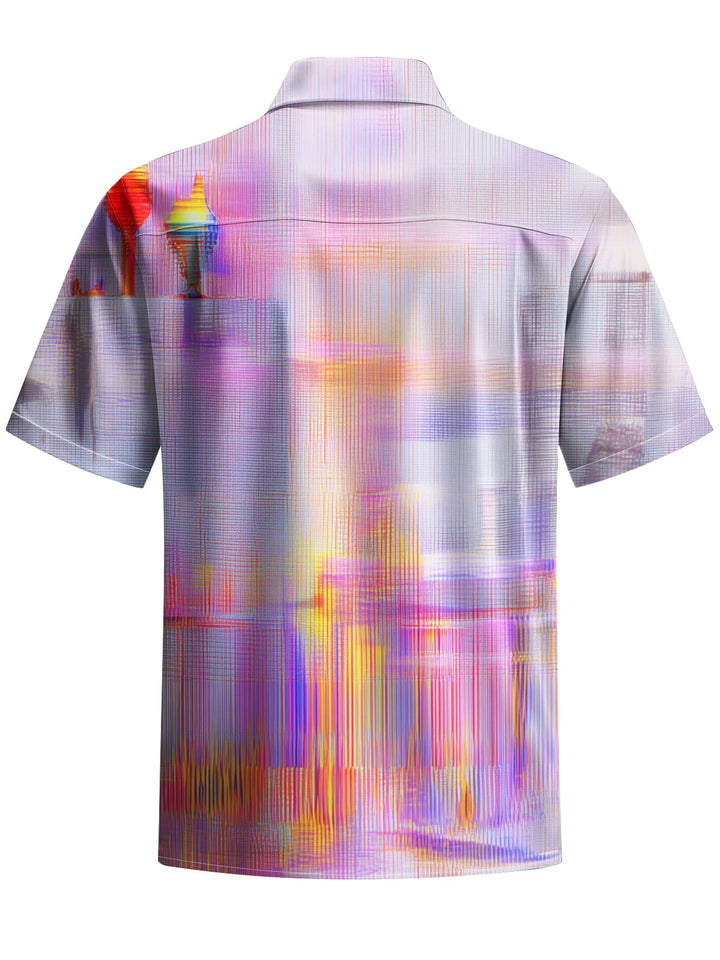 Alohadaddy® Casual Stripe Art Print Art Pocket Stretch Men&