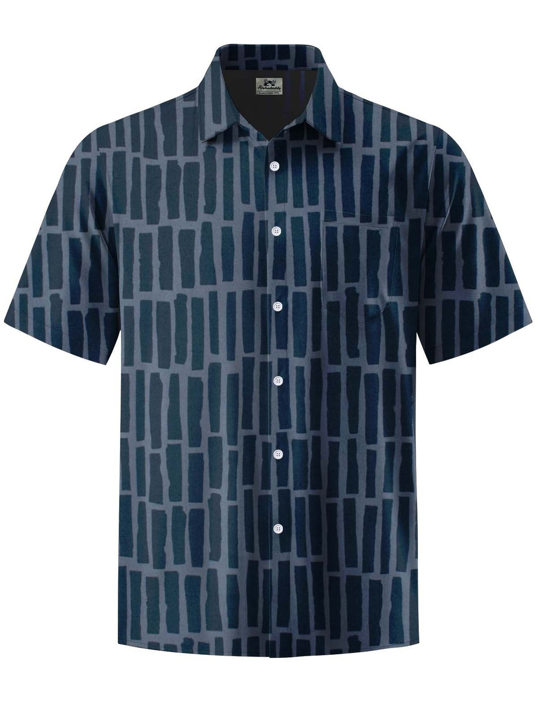 Alohadaddy® Casual Geometric Art Print Chest Pocket Stretch Men&