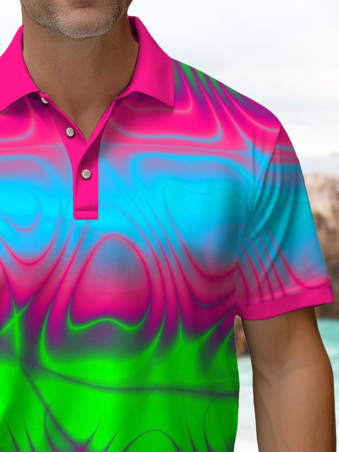 Alohadaddy® Casual Abstract Colorblock Print Art Stretch Men&