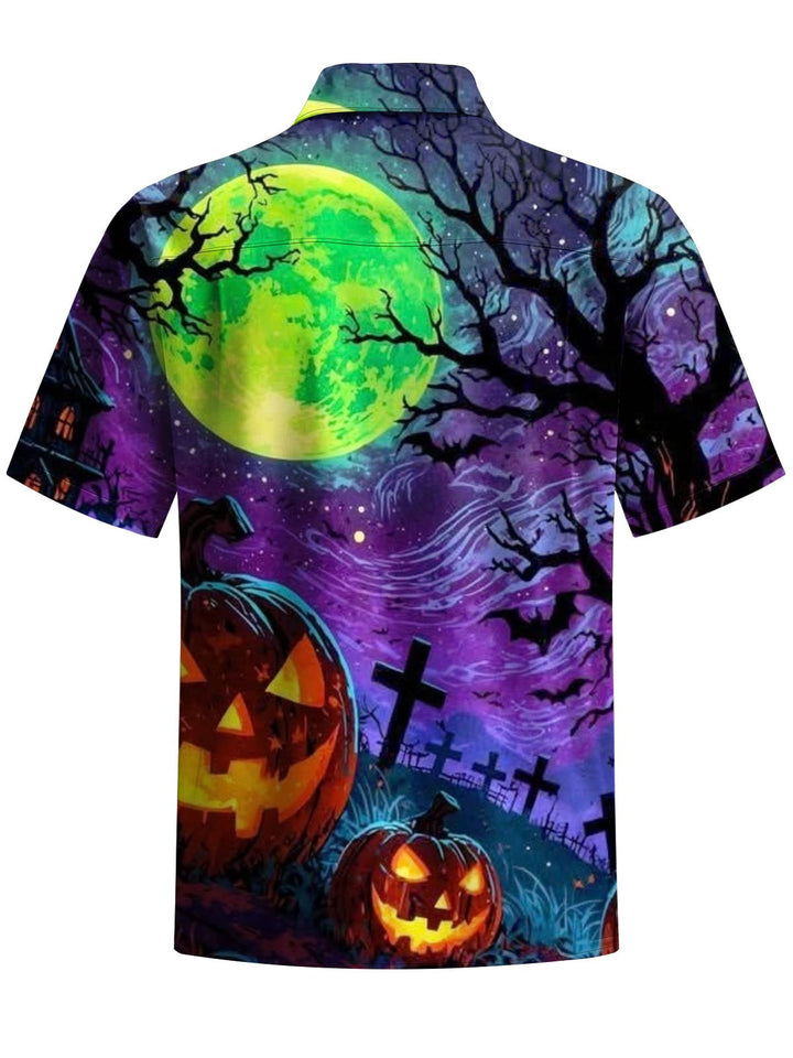 Alohadaddy® Halloween Castle Pumpkin Print Art Pocket Stretch Men&