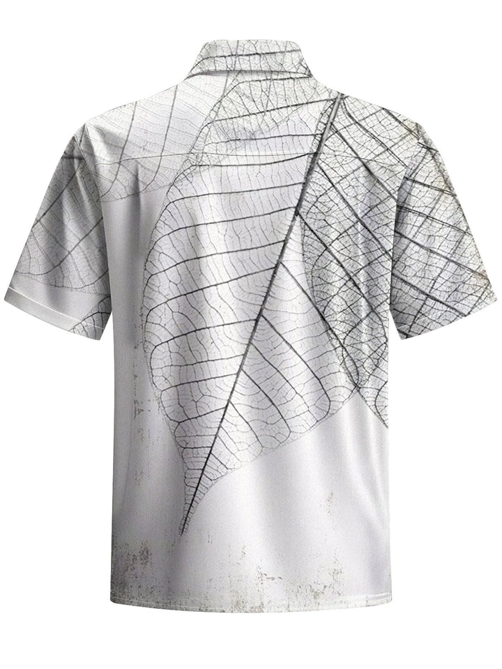 Alohadaddy® Vintage Transparent Leaf Print Stretch Pocket Button Men&