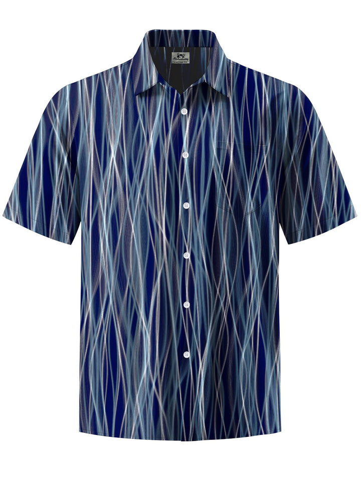 Alohadaddy® Vintage Stripe Print Art Elastic Pocket Button Men&