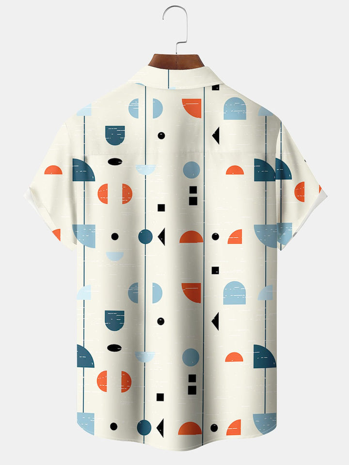 Alohadaddy® Casual Geometric Print Pocket Button Stretch Men&