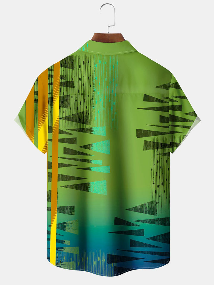 Alohadaddy® Retro Geometric Stripe Print Pocket Stretch Men&