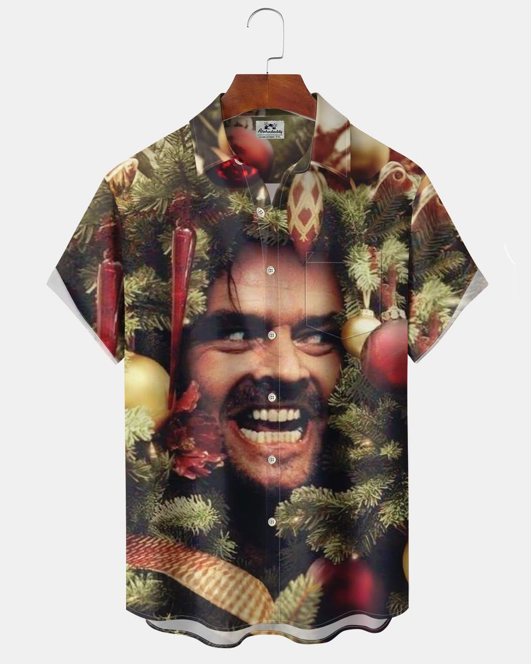 Alohadaddy® Christmas Tree Shining Printed Pocket Button Men&