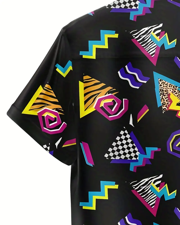 Alohadaddy® Casual Geometric Graffiti Print Art Pockets with Elastic Buttons Men&