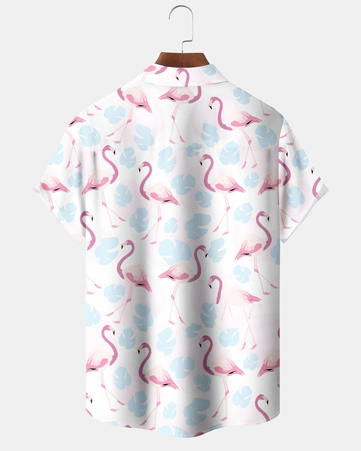 Alohadaddy® Casual Flamingo Print Art Button-Down Cardigan Men&