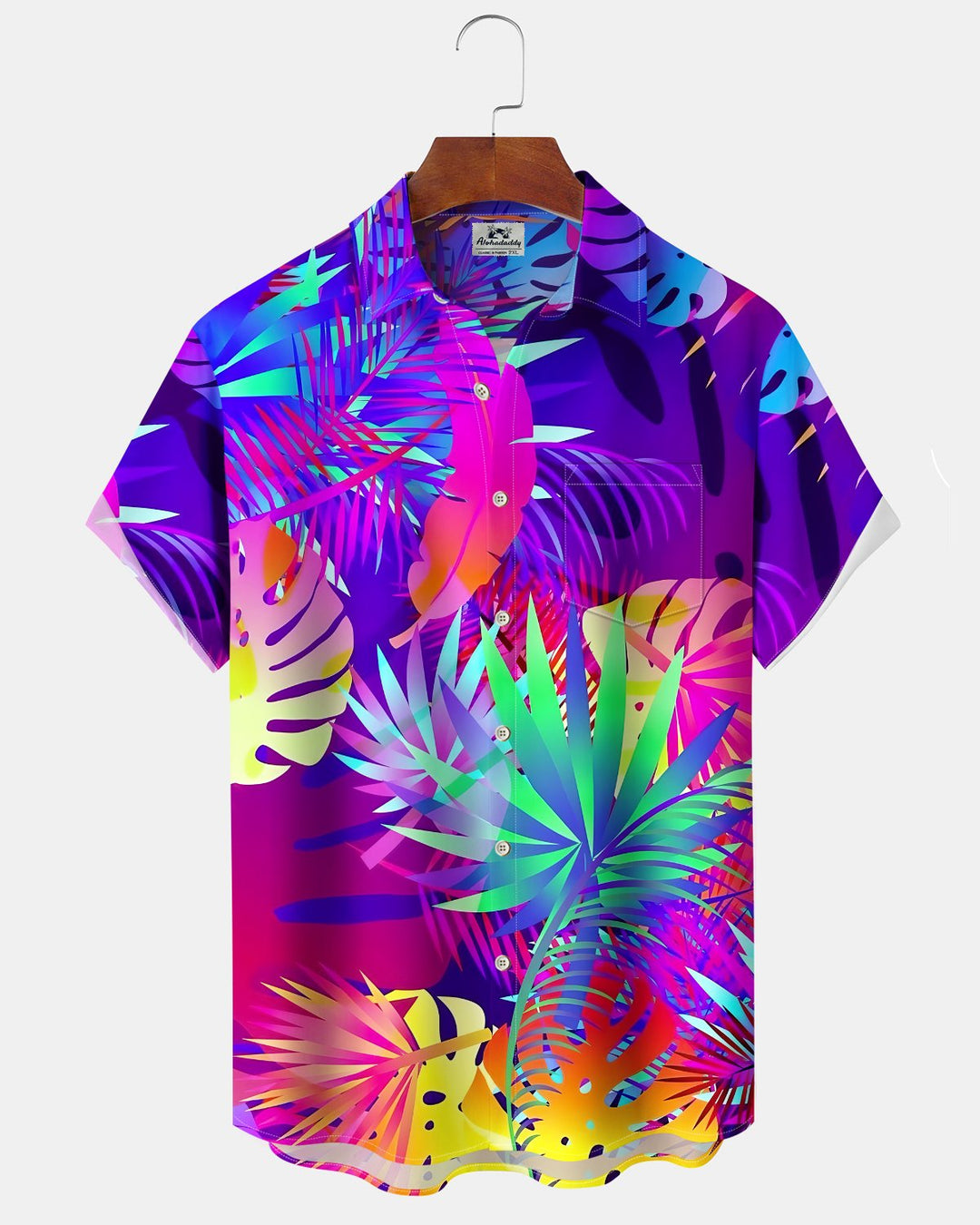 Alohadaddy® Hawaiian Palm Leaf Print Art Button Pocket Cardigan Men&
