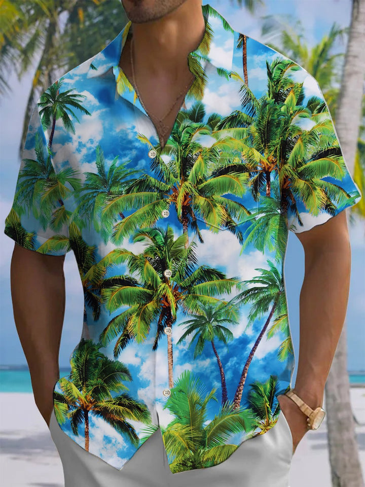 Alohadaddy® Palm Trees Printed Art Pockets Elasticity Hawaiian Men&