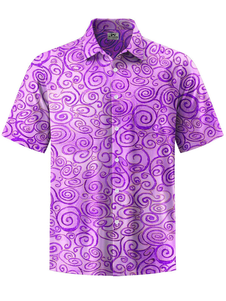Alohadaddy® Casual Abstract Texture Print Stretch Large Size Chest Pocket Men&