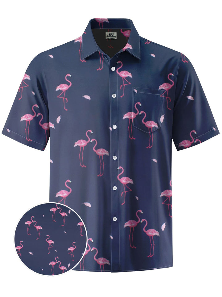 Alohadaddy® Casual Flamingo Print Chest Pocket Men&