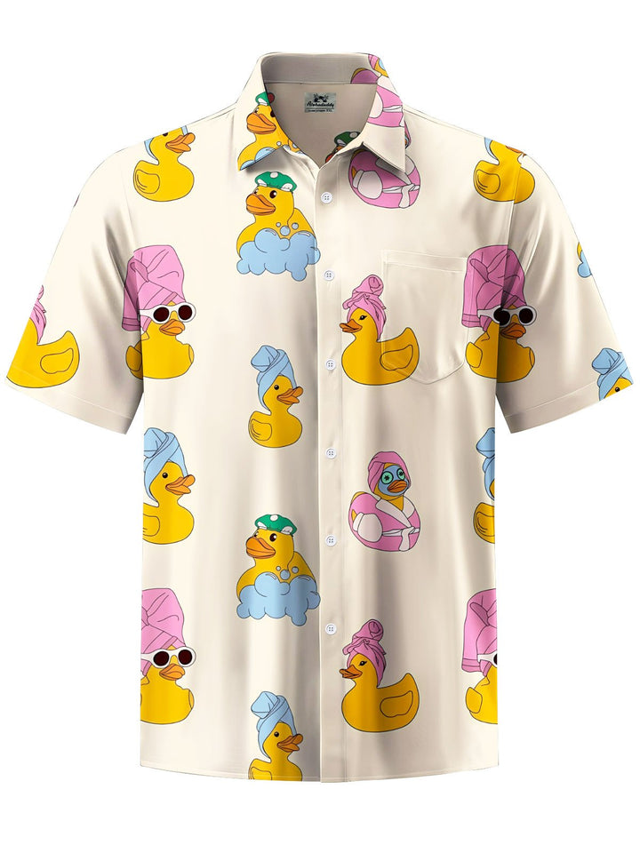Alohadaddy® Casual Yellow Duck Print Chest Pocket Men&
