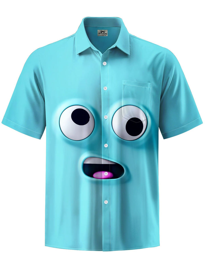 Alohadaddy® Casual Cartoon Print Chest Pocket Men&
