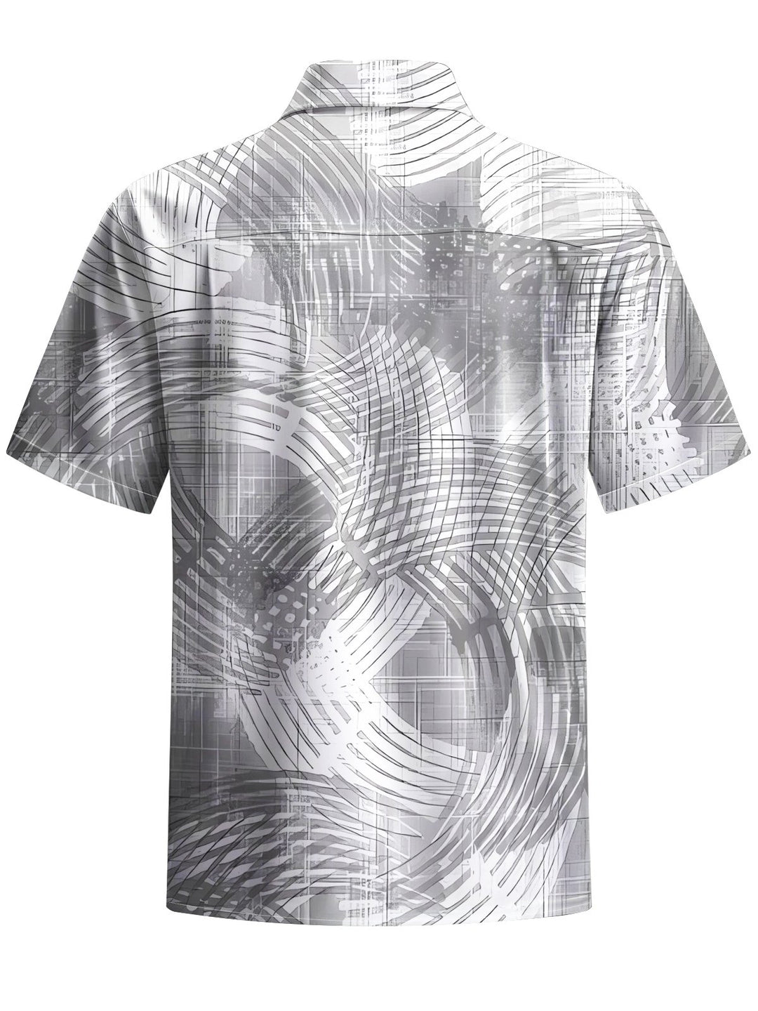 Alohadaddy® Casual Geometric Pattern Art Print Chest Pocket Men&
