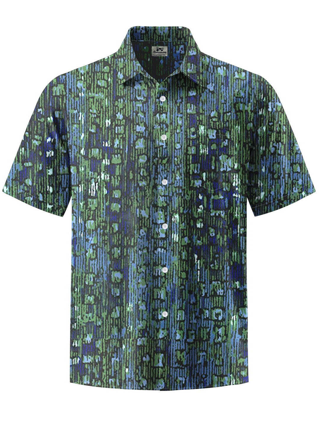 Alohadaddy® Vintage Abstract Texture Art Print Chest Pocket Men Short Sleeve Shirt Big &amp; Tall