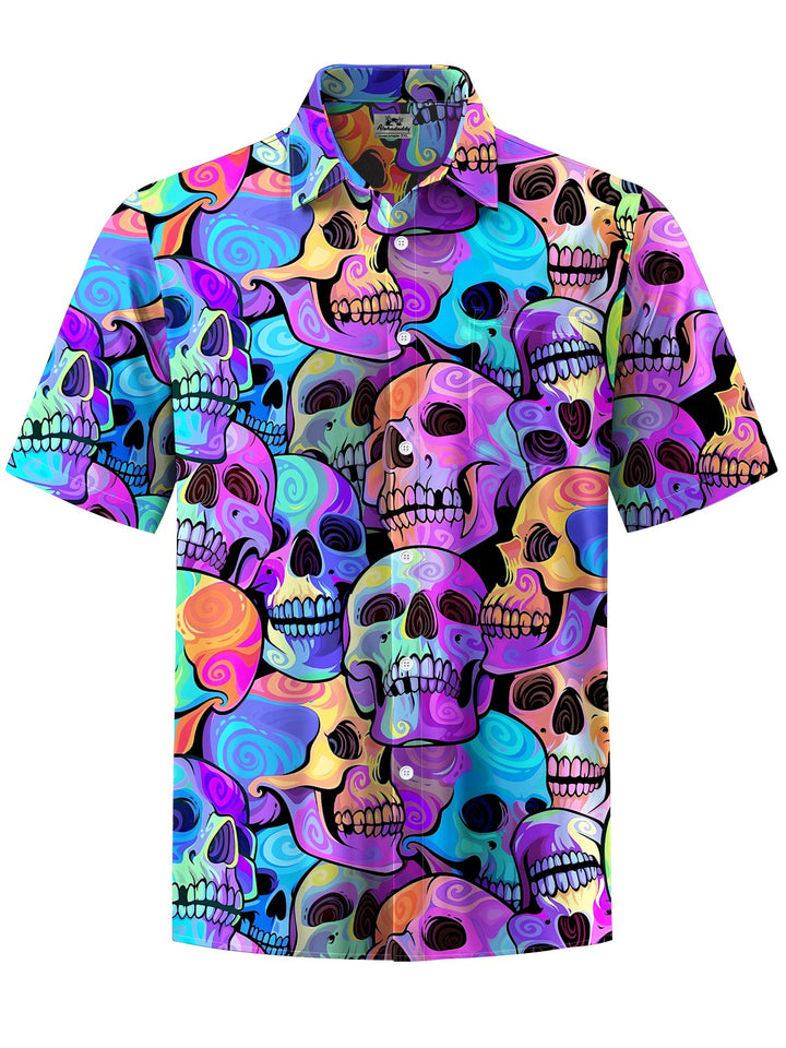 Alohadaddy® Hawaiian Skull Art Print Moisture Wicking Men&