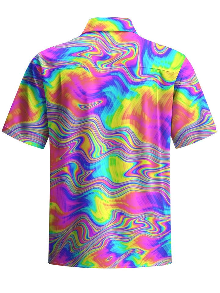 Alohadaddy® Hawaiian Abstract Art Print Moisture Wicking Mens Short Sleeve Shirt Big &amp; Tall