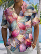 Alohadaddy® Hawaiian Leaves Art Print Chest Pocket Mens Short Sleeve Shirt Big & Tall