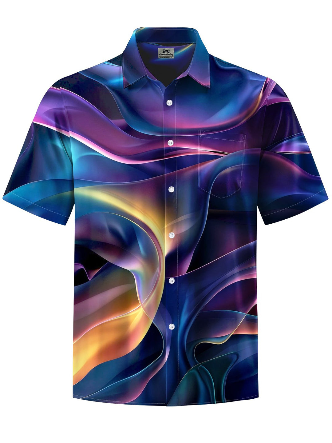 Alohadaddy® Casual Abstract Art Print Chest Pocket Moisture-Wicking Men&