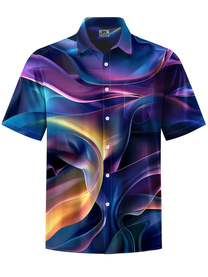 Alohadaddy® Casual Abstract Art Print Chest Pocket Moisture-Wicking Men&