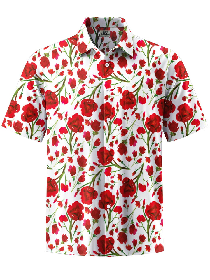 Alohadaddy® Hawaiian Floral Art Print Chest Pocket Men&