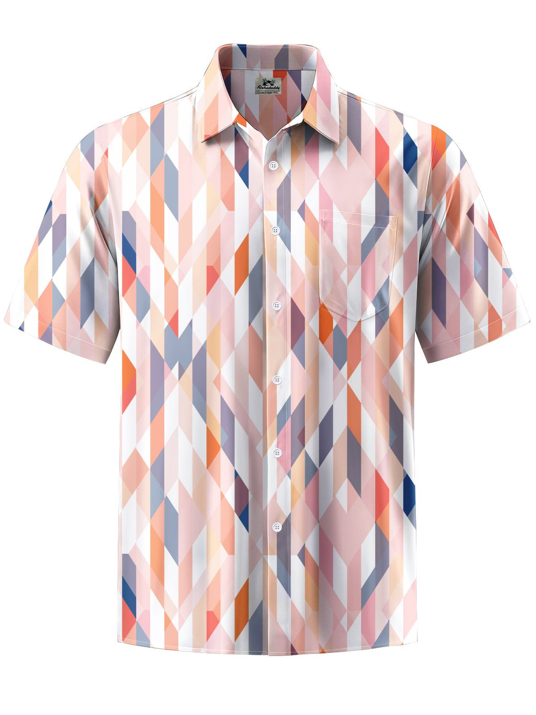 Alohadaddy® Casual Geometric Art Print Chest Pocket Men&