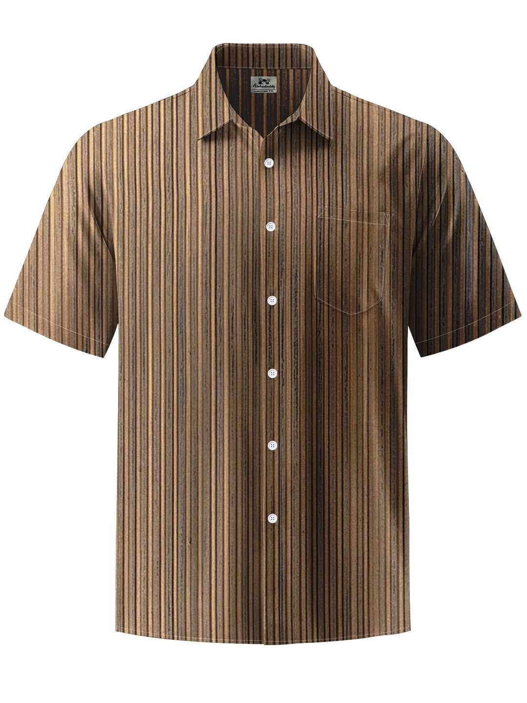 Alohadaddy® Vintage Stripe Art Print Chest Pocket Stretch Men&