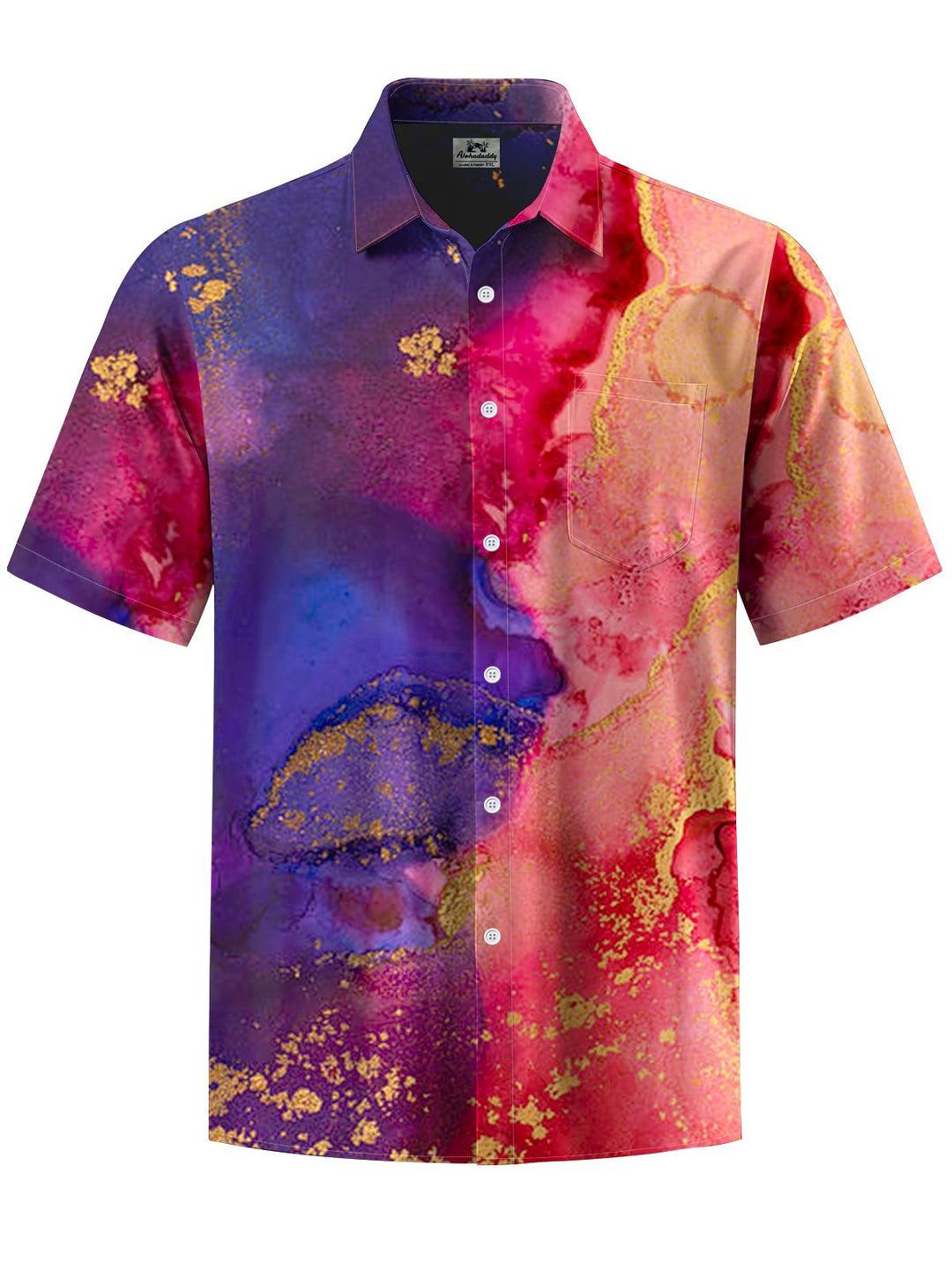 Alohadaddy® Casual Abstract Contrast Art Print Chest Pocket Men&