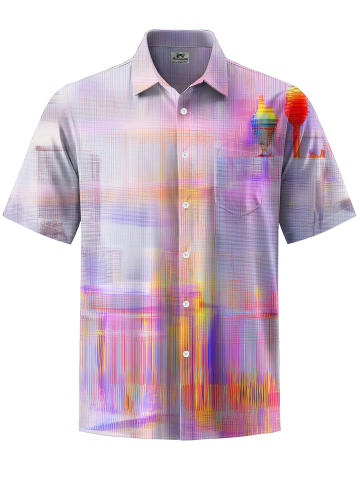 Alohadaddy® Casual Stripe Art Print Art Pocket Stretch Men&