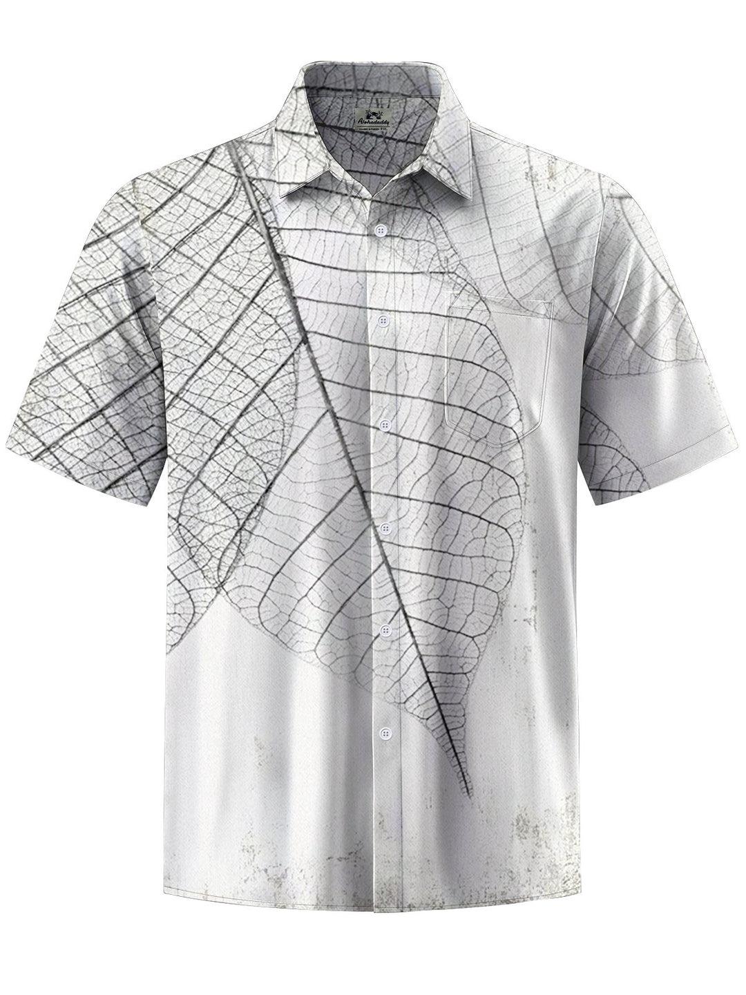 Alohadaddy® Vintage Transparent Leaf Print Stretch Pocket Button Men&