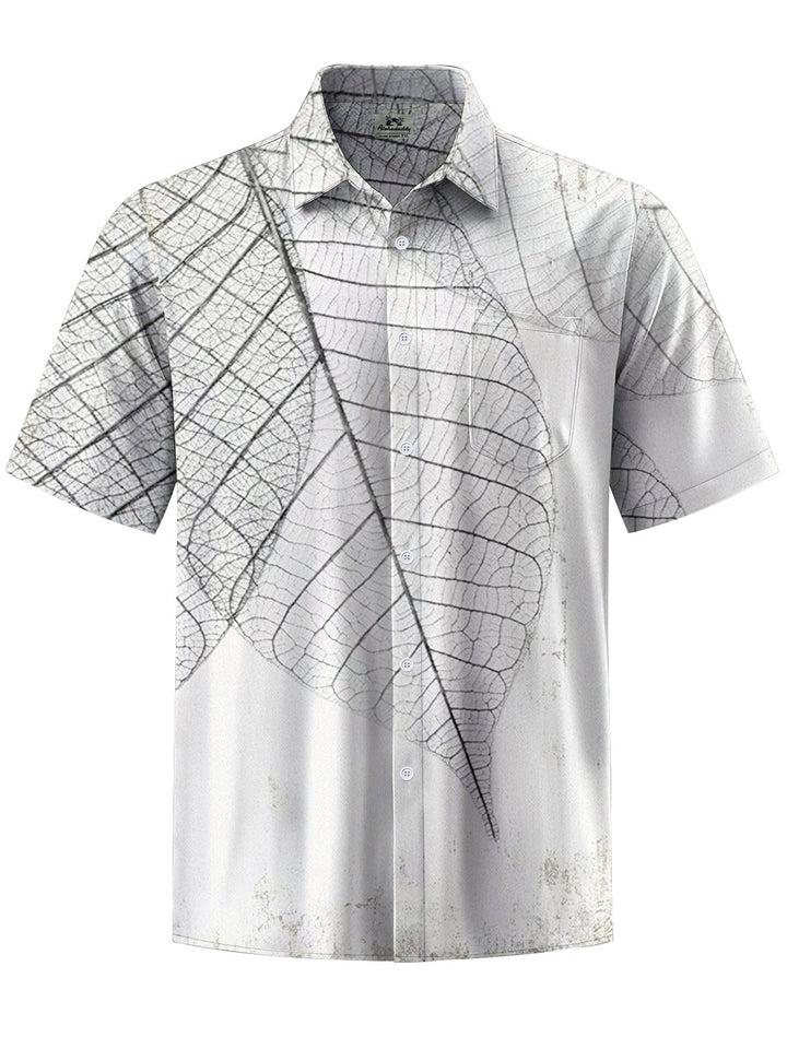 Alohadaddy® Vintage Transparent Leaf Print Stretch Pocket Button Men&