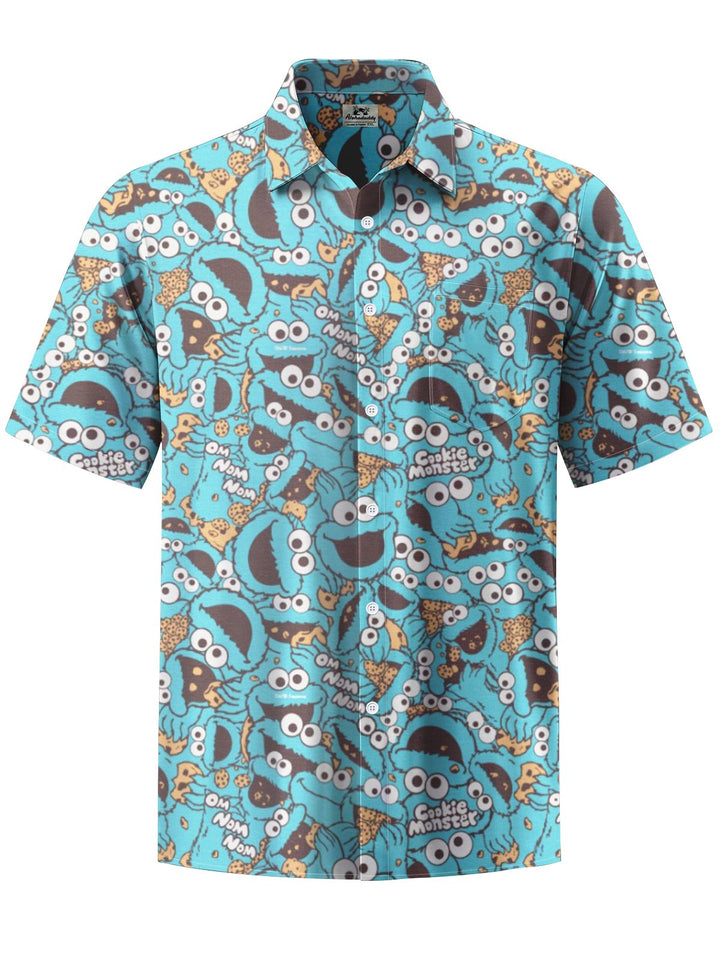 Alohadaddy® Retro Cartoon Monster Print Button Pocket Stretch Men&