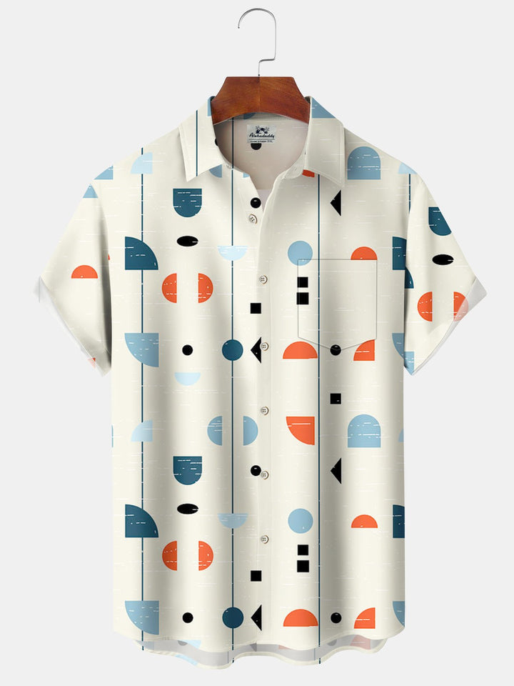 Alohadaddy® Casual Geometric Print Pocket Button Stretch Men&