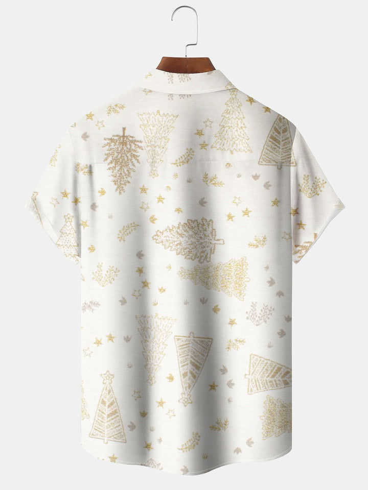 Alohadaddy® Christmas Fir Print Pocket Elastic Button Men&