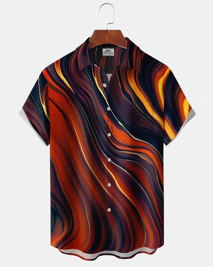 Alohadaddy® Vintage Stripe Art Pocket Elastic Button Men&