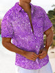 Alohadaddy® Casual Abstract Texture Print Stretch Large Size Chest Pocket Men's Short Sleeve Shirt