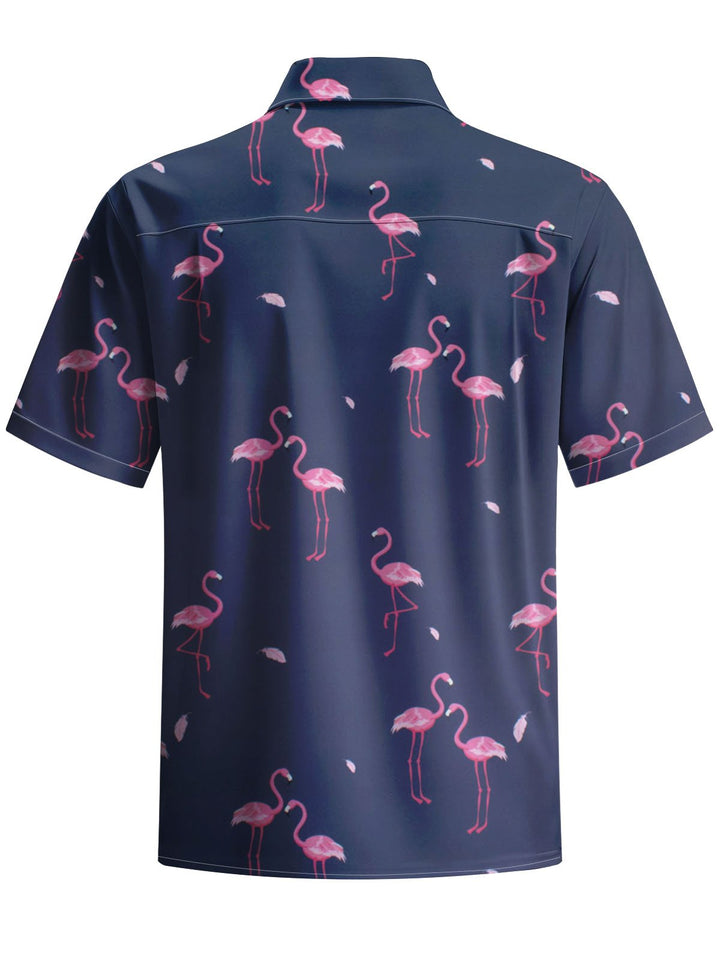 Alohadaddy® Casual Flamingo Print Chest Pocket Men&