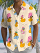 Alohadaddy® Casual Yellow Duck Print Chest Pocket Men's Short Sleeve Shirt Big & Tall